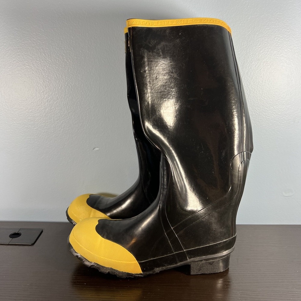 Grainger TALON TRAX Rubber Boots Black & Yellow 16" Steel Toe Men's Size 8